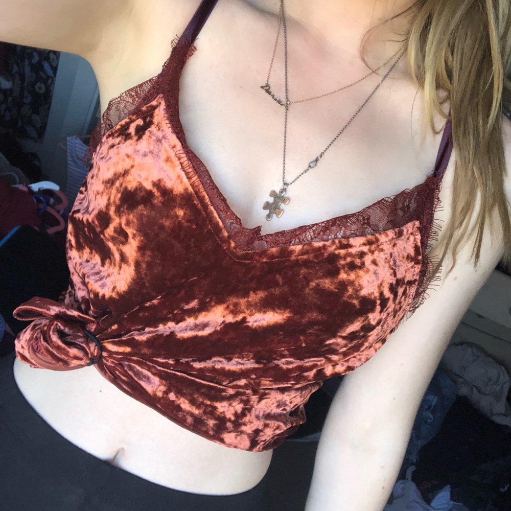 Crushed Velvet Lace Tank Top